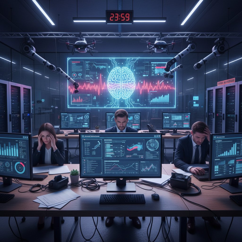 Zespół HR korzystający z nowoczesnych technologii, ale wyraźnie zestresowany i zmęczony