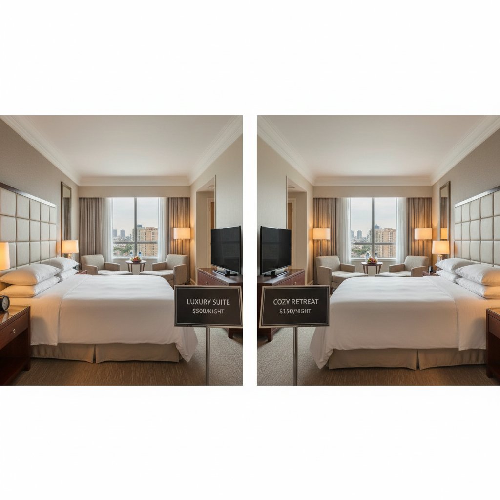 Two identical hotel rooms, two very different prices