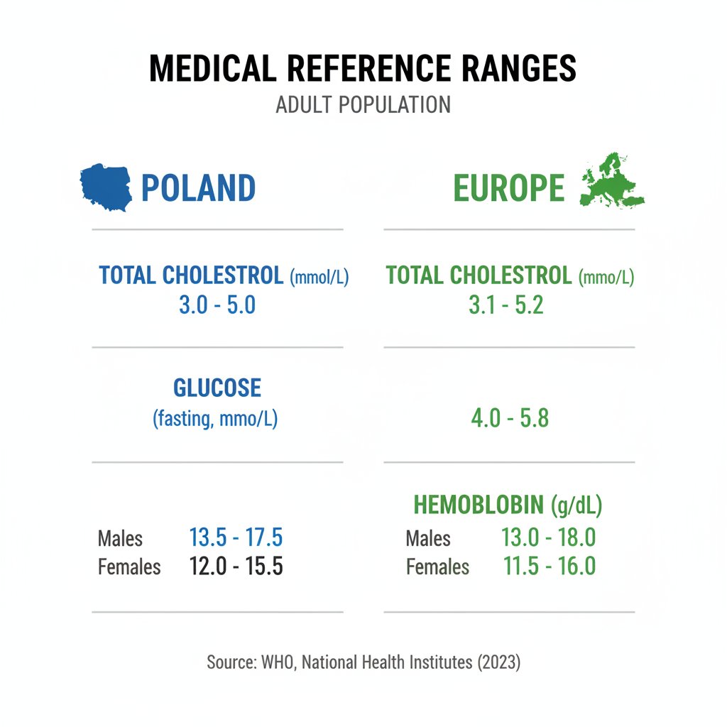 Porównanie zakresów referencyjnych SHBG w Polsce i Europie