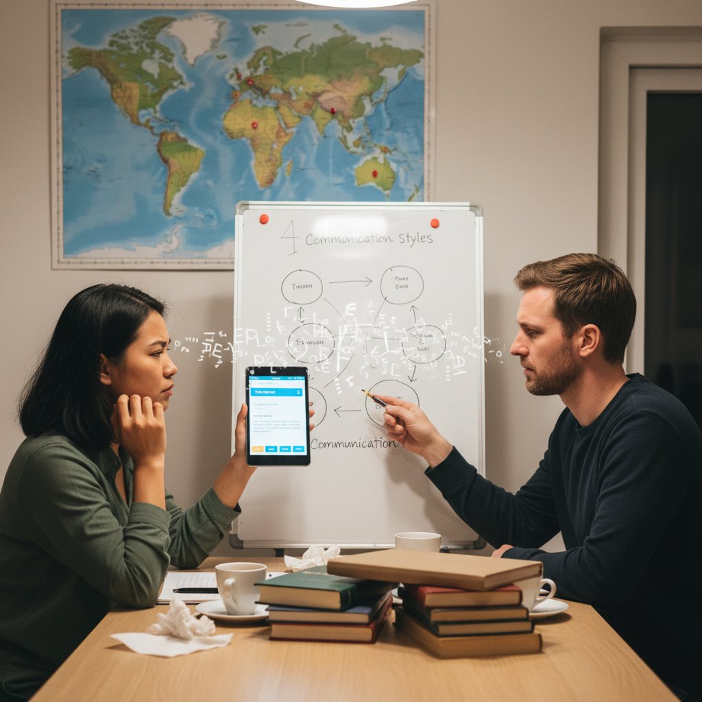 An intercultural couple faces unique communication challenges, highlighting the complexity of global relationship expectations