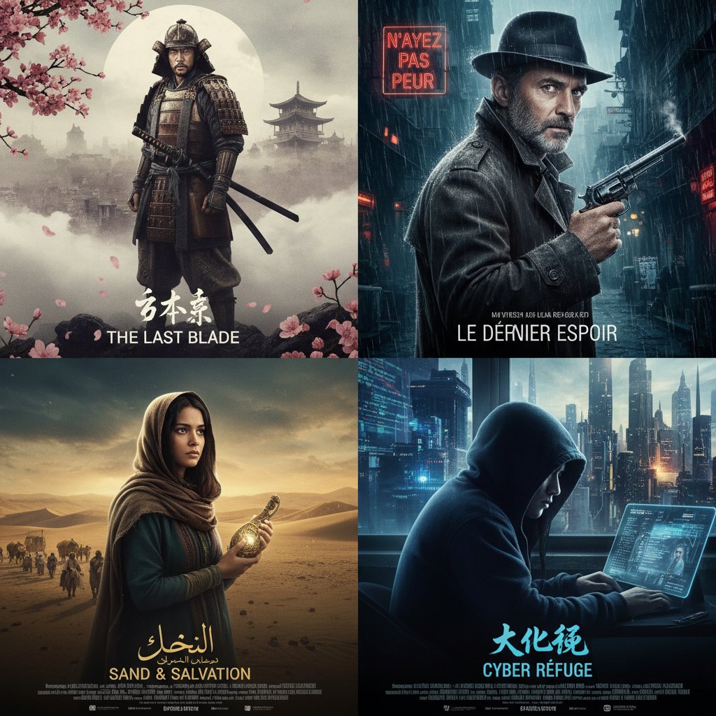 Montage photo of international film posters with reluctant hero protagonists