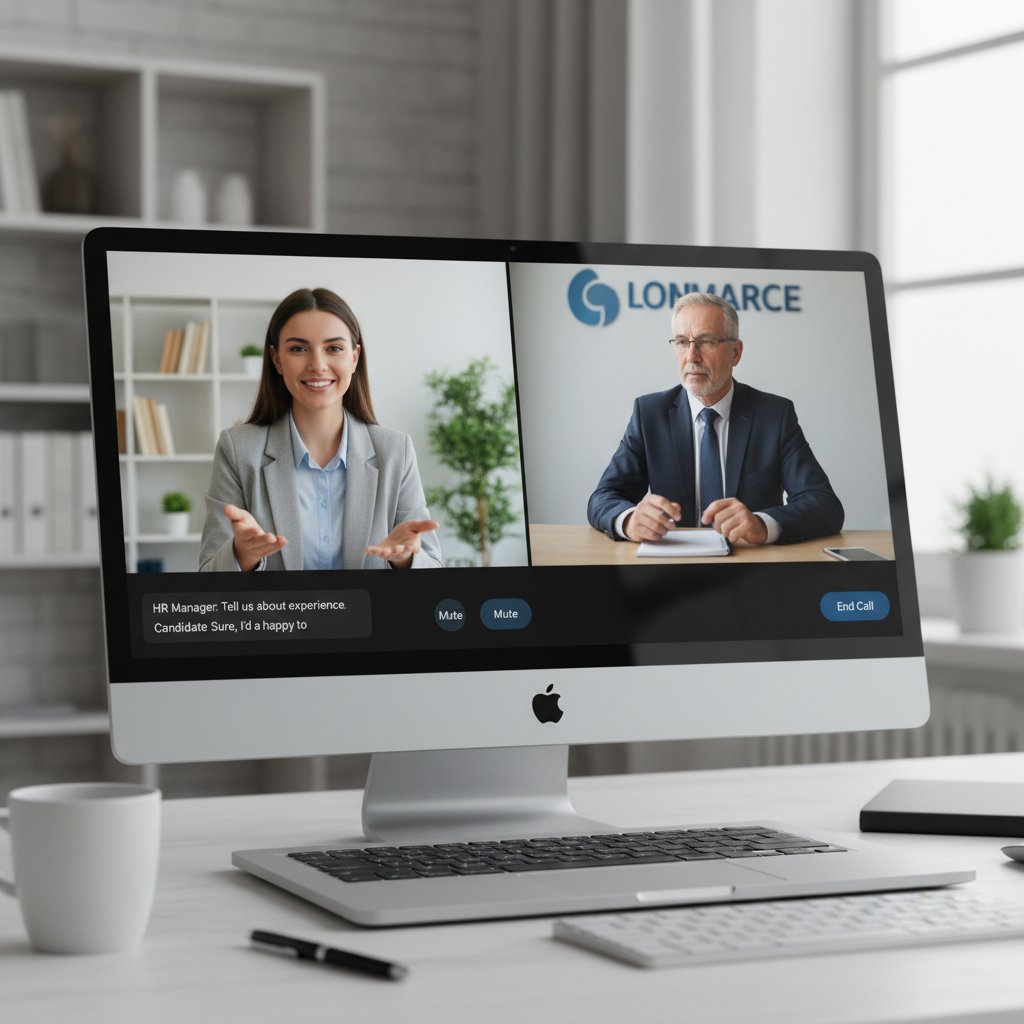 Mężczyzna i kobieta podczas rozmowy o pracę online w domowym biurze, laptop, wieczór