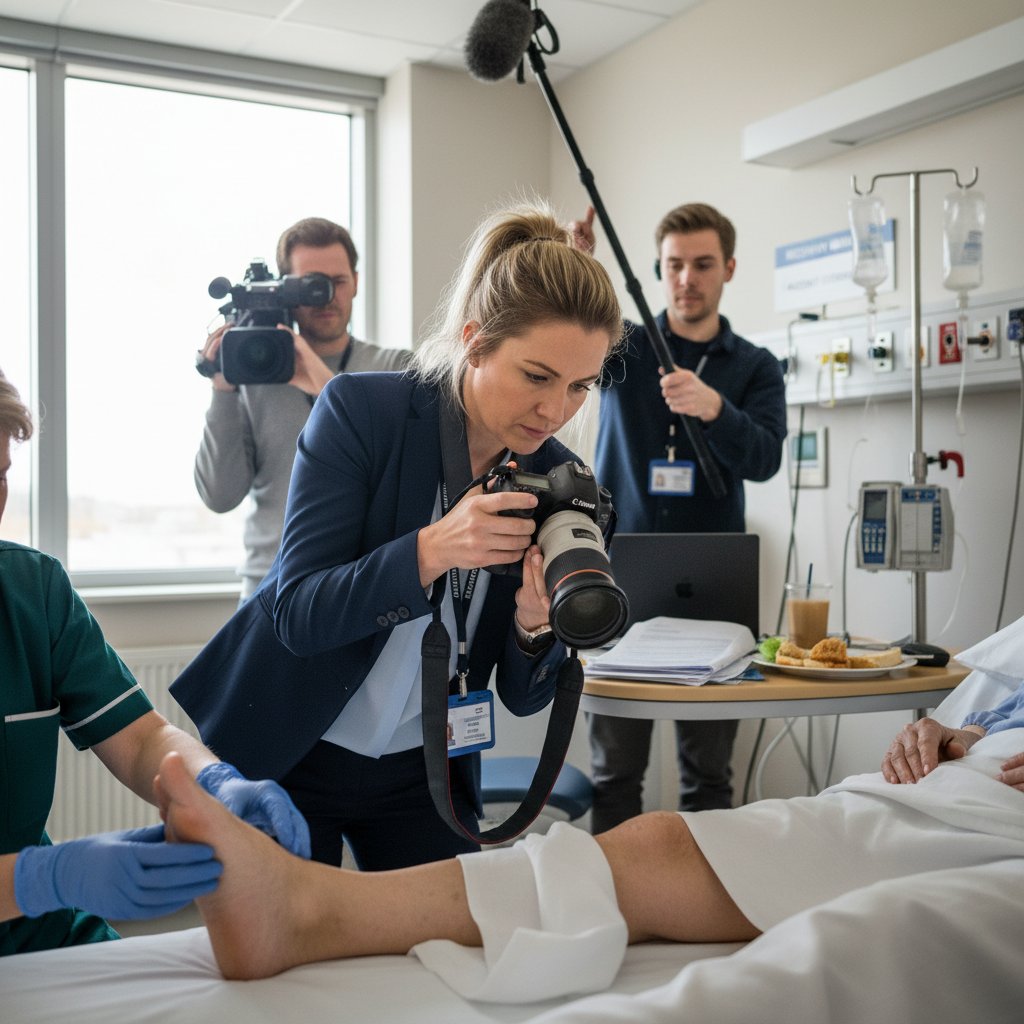 Dziennikarz prowadzący reportaż o codziennych wyzwaniach osób z odleżynami