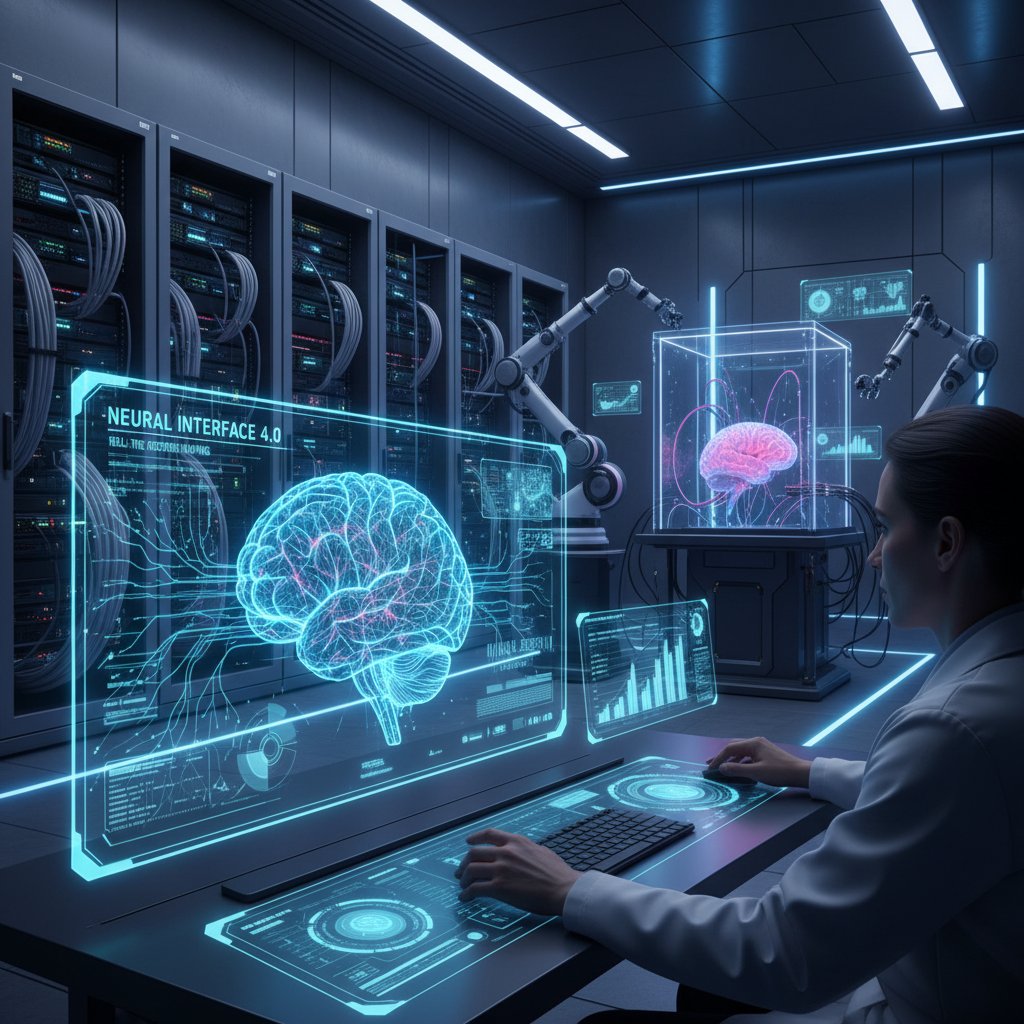 Laboratorium badawcze, zbliżenie na komputer analizujący dane mózgowe – symbol postępu technologicznego w leczeniu OCD