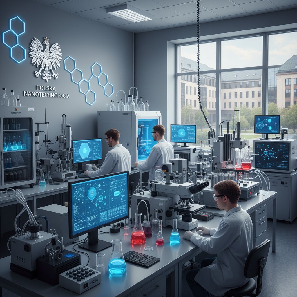Nowoczesne laboratorium badawcze w Polsce z naukowcami pracującymi nad nanostrukturami