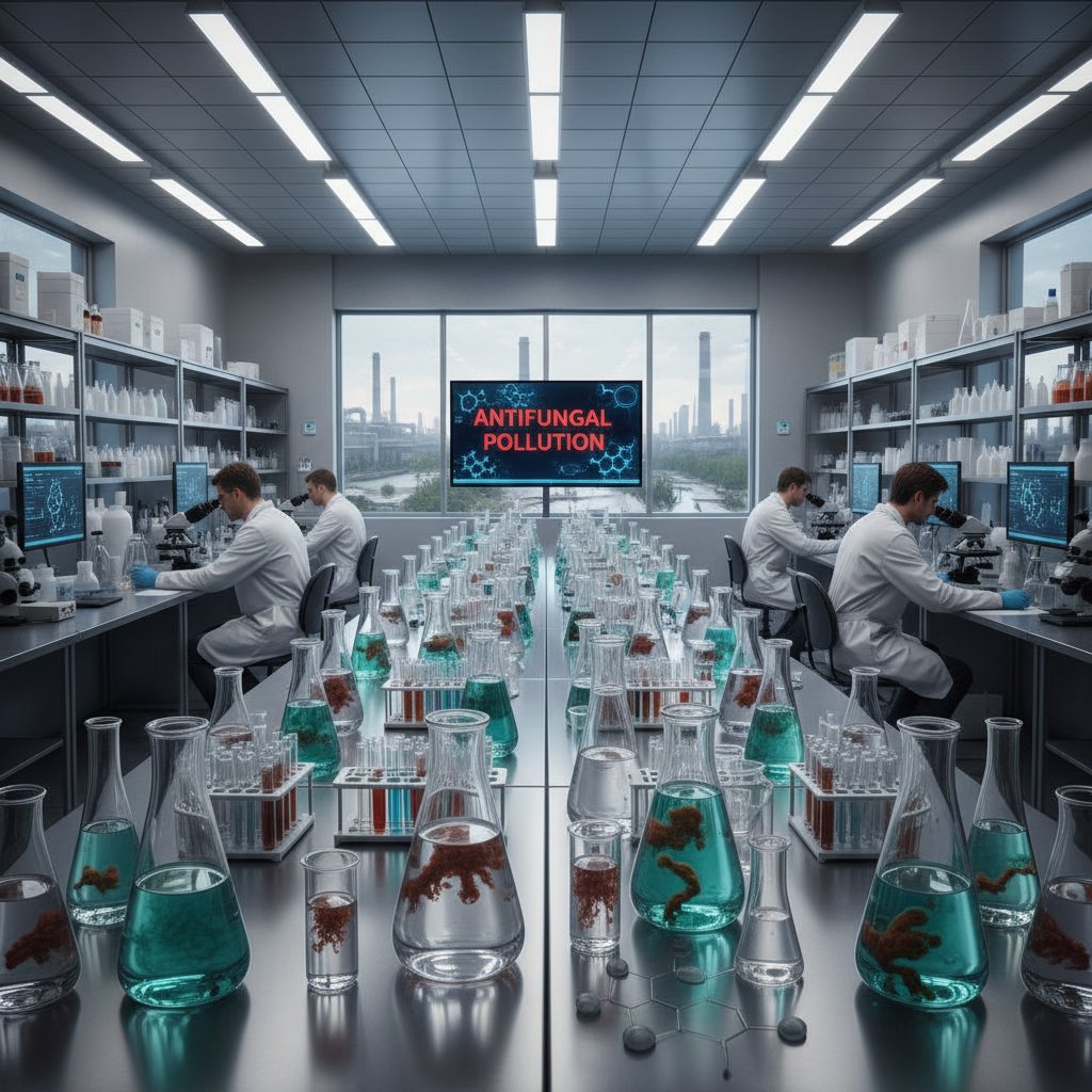 Zdjęcie laboratorium analizującego próbki wody z rzeki, kontekst zanieczyszczeń farmaceutykami