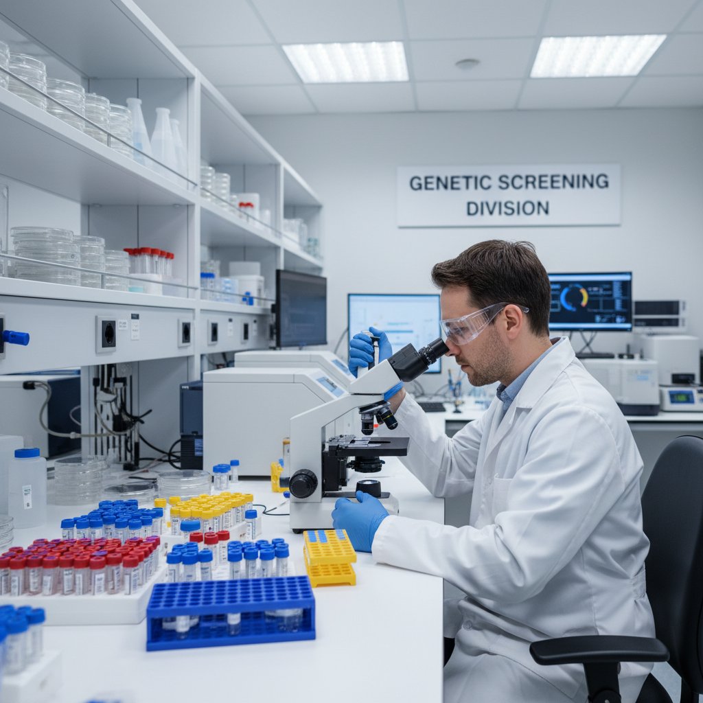 Laborantka przygotowująca próbki do testu przesiewowego w nowoczesnym laboratorium