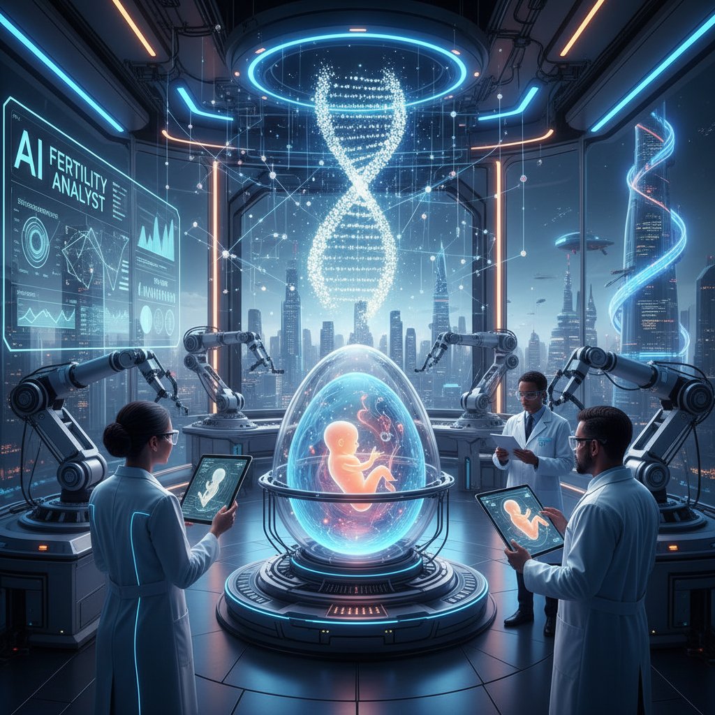 Laboratorium embriologiczne z nowoczesnymi technologiami, AI i sprzętem medycznym