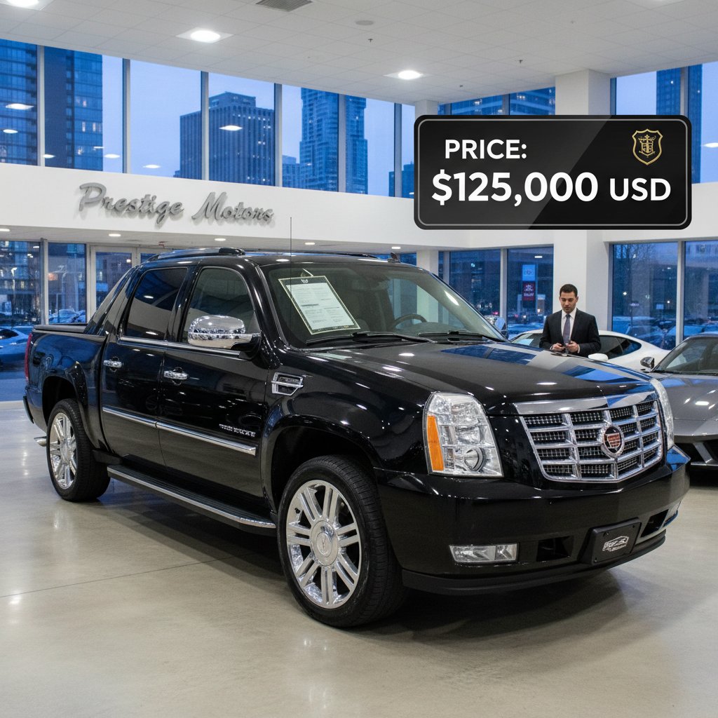 A luxury truck’s price tag displayed at a dealership, emphasizing the high cost