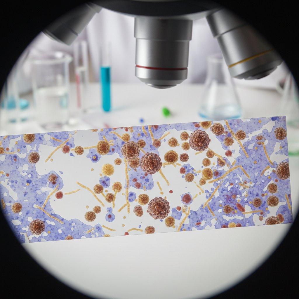 Mikroskopowe zdjęcie wirusa WZW B, realistyczna fotografia laboratoryjna, naukowe tło