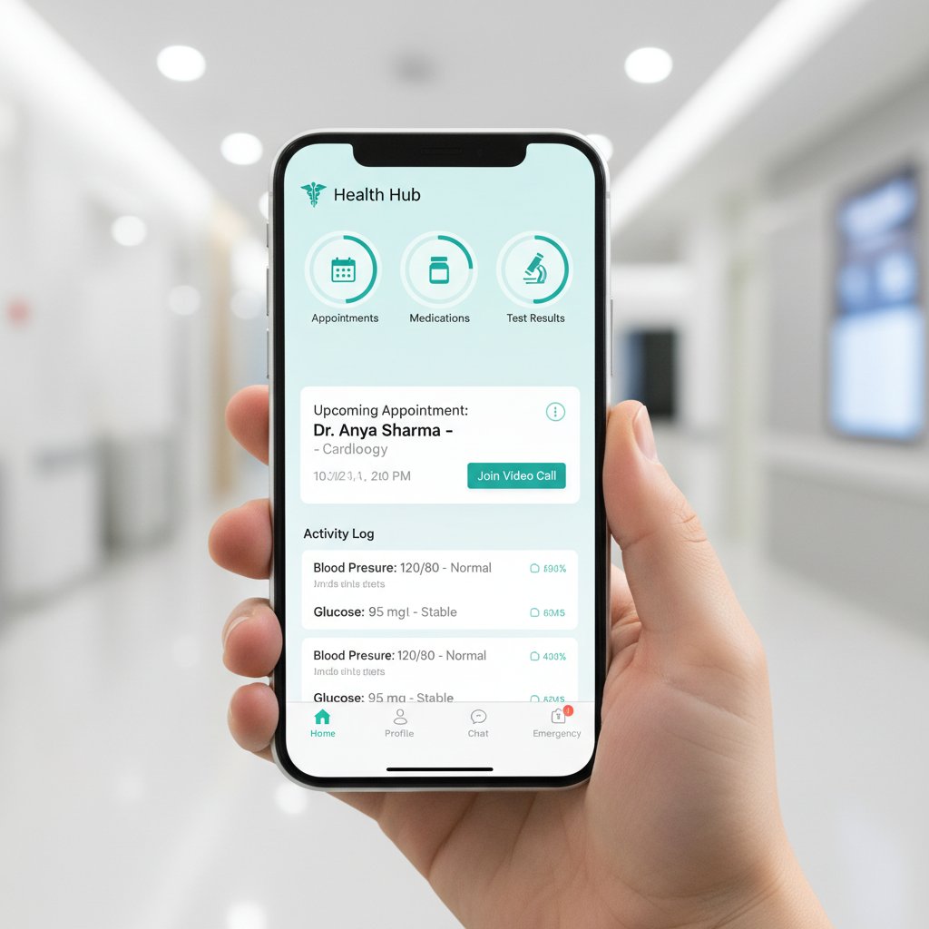 Nowoczesny interfejs aplikacji medycznej medyk.ai na smartfonie