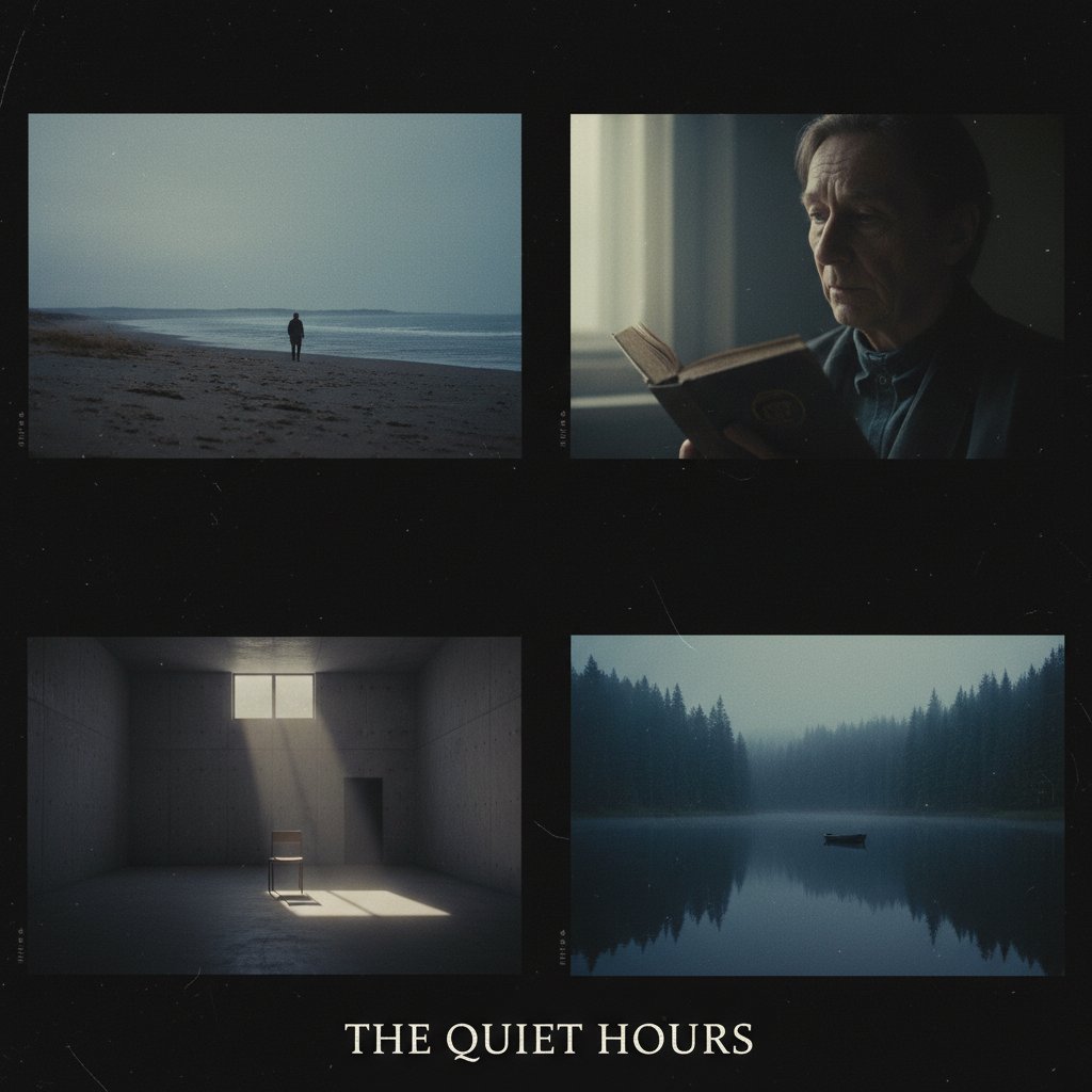 Montage of iconic slow cinema film stills, moody and evocative, slow film recommendations