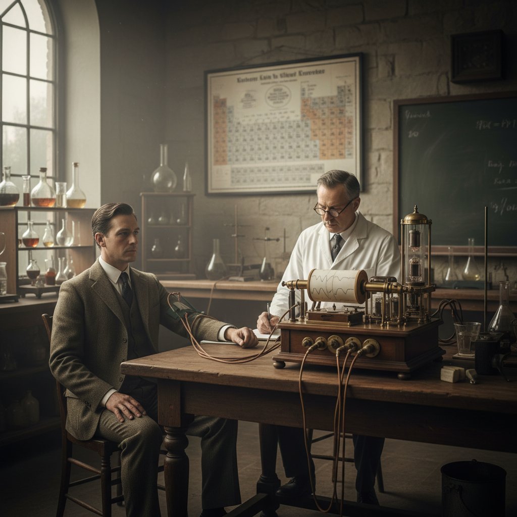 Historyczny wykrywacz kłamstw w sali laboratoryjnej