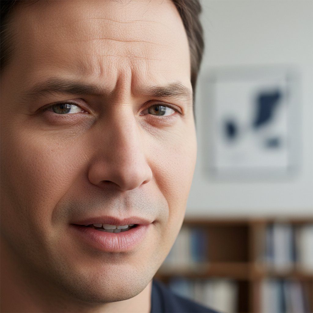 Zbliżenie na twarz osoby, pół zdominowane przez chłodną logikę, pół przez kolorowe emocje – wizualizacja integracji procesów poznawczych