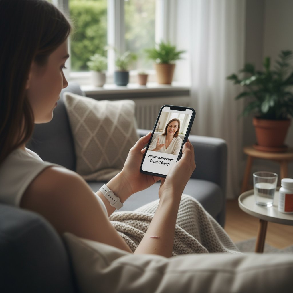 Zdjęcie: Osoba korzystająca z aplikacji wsparcia psychologicznego na smartfonie