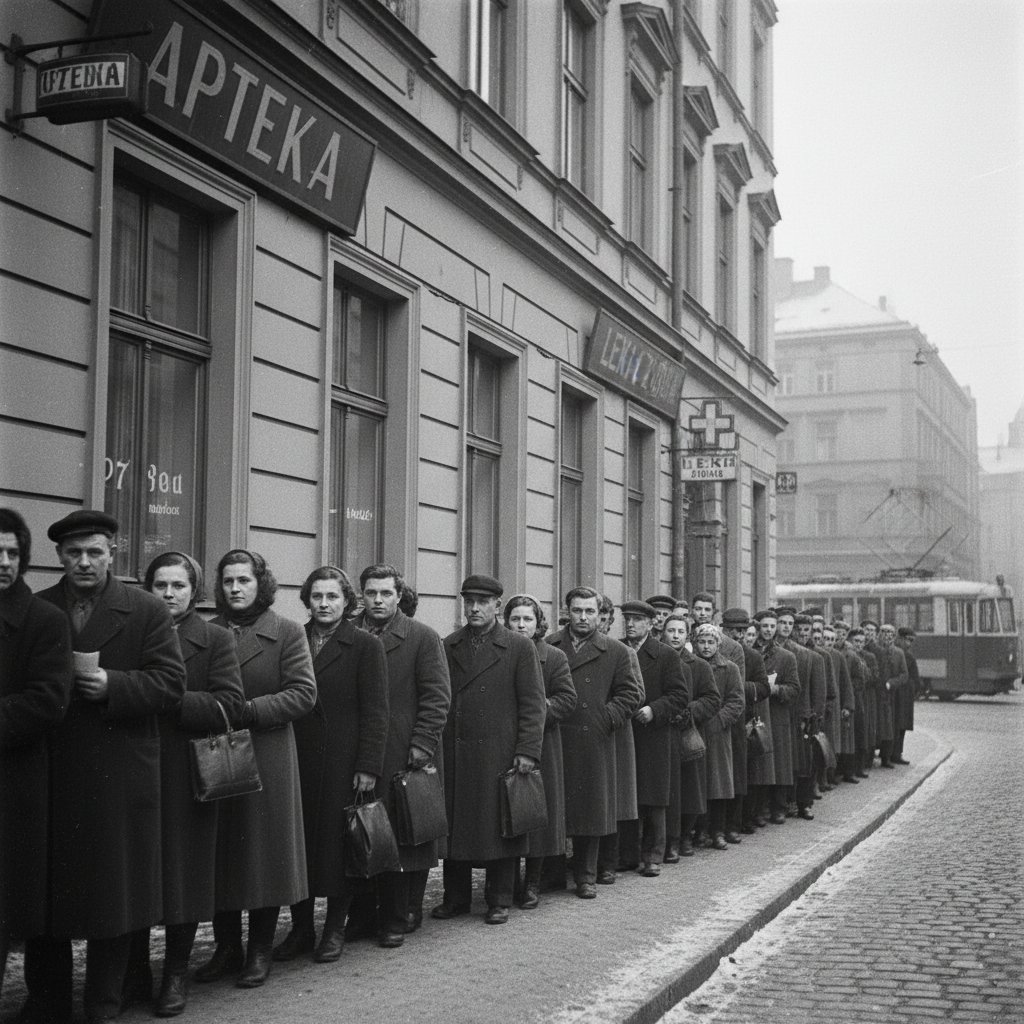 Zdjęcie kolejki w aptece, historia refundacji leków w Polsce