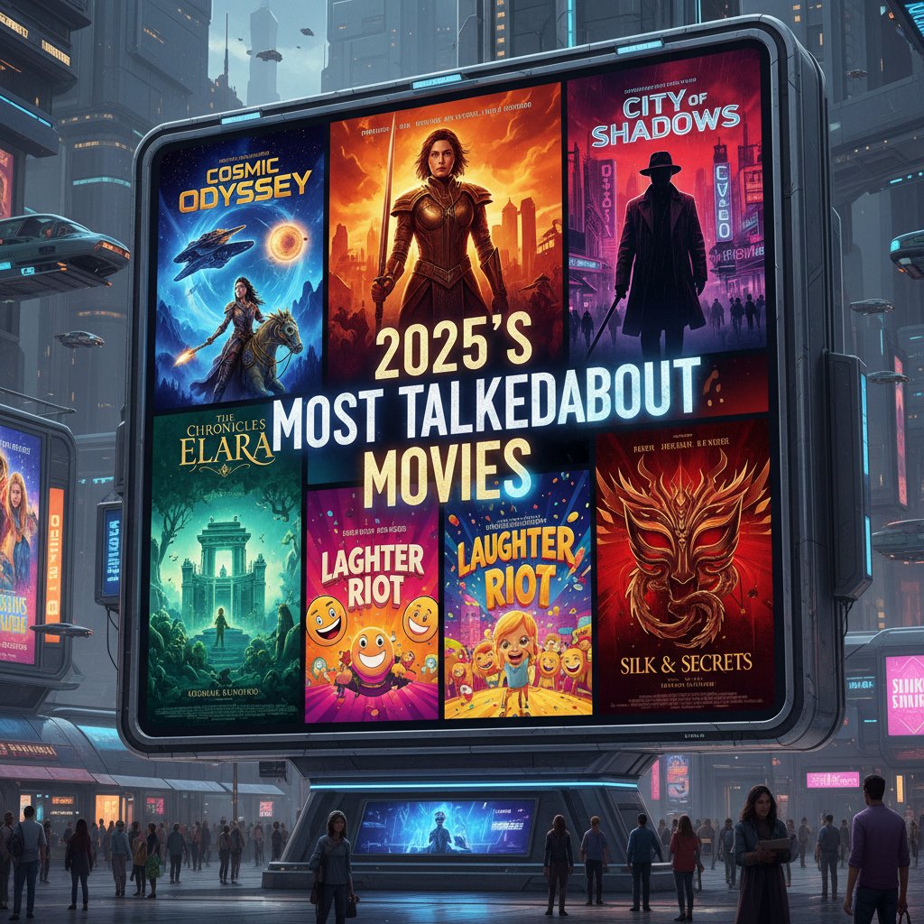 Poster montage of 2025’s most talked-about movies, vibrant and bold