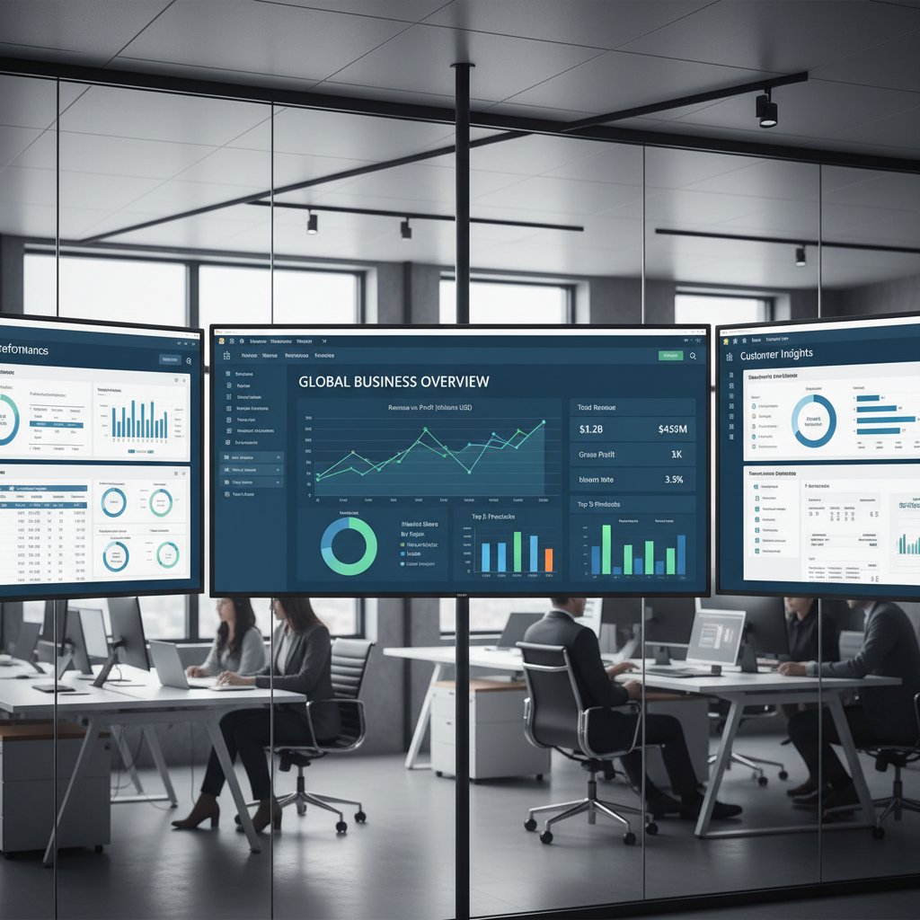 Dashboard Power BI do automatycznych raportów efektywności - zbliżenie na ekran