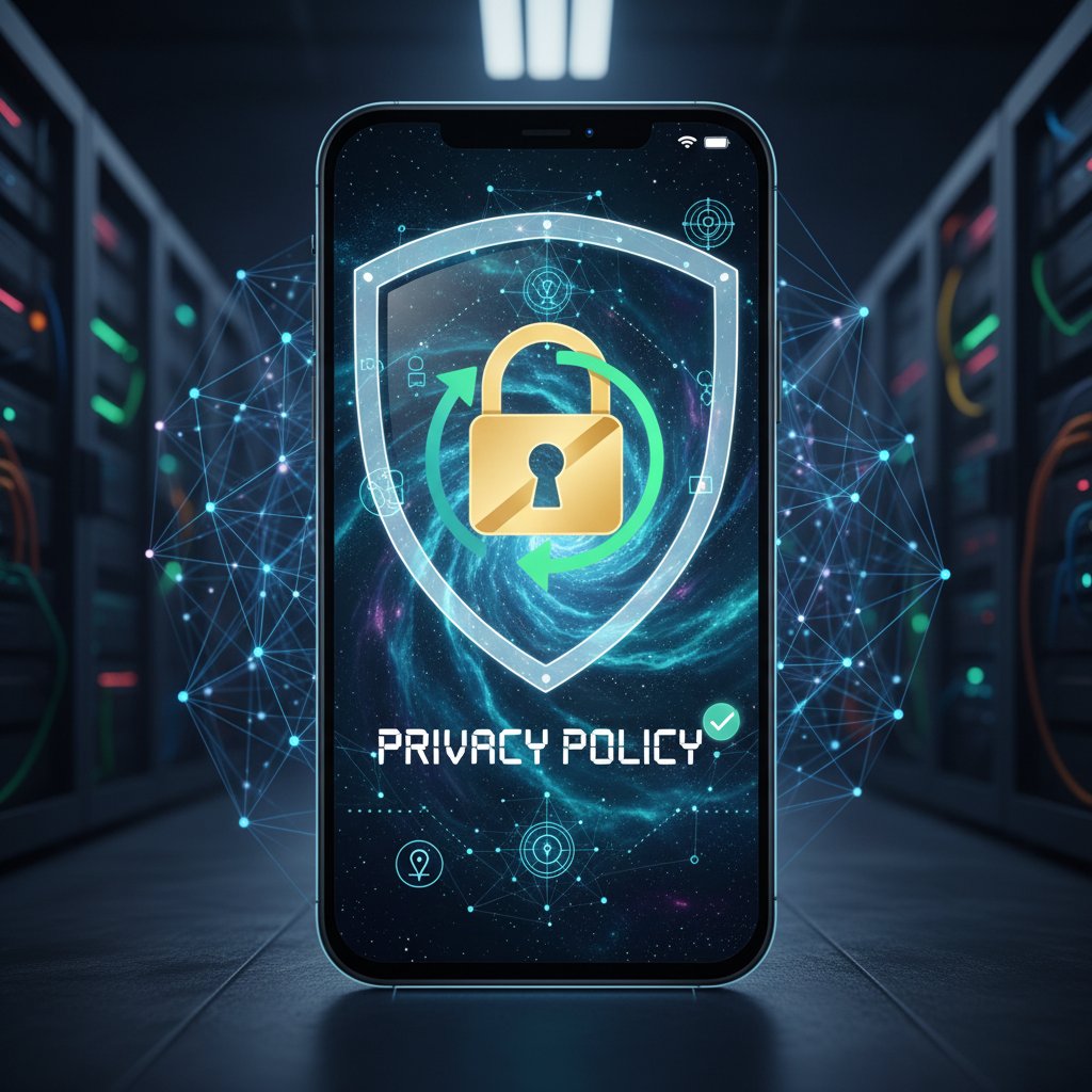 Zdjęcie ekranu z widoczną polityką prywatności i certyfikatem SSL w aplikacji ezoterycznej