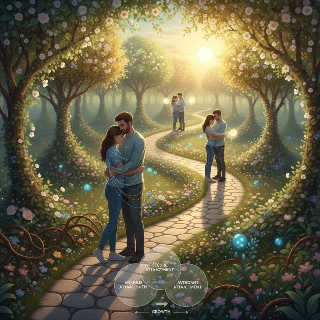 A diverse group of couples displaying visible emotional reactions representing different attachment styles