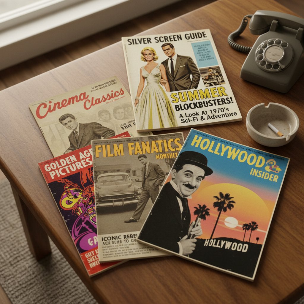 Retro movie guide magazines with vintage covers