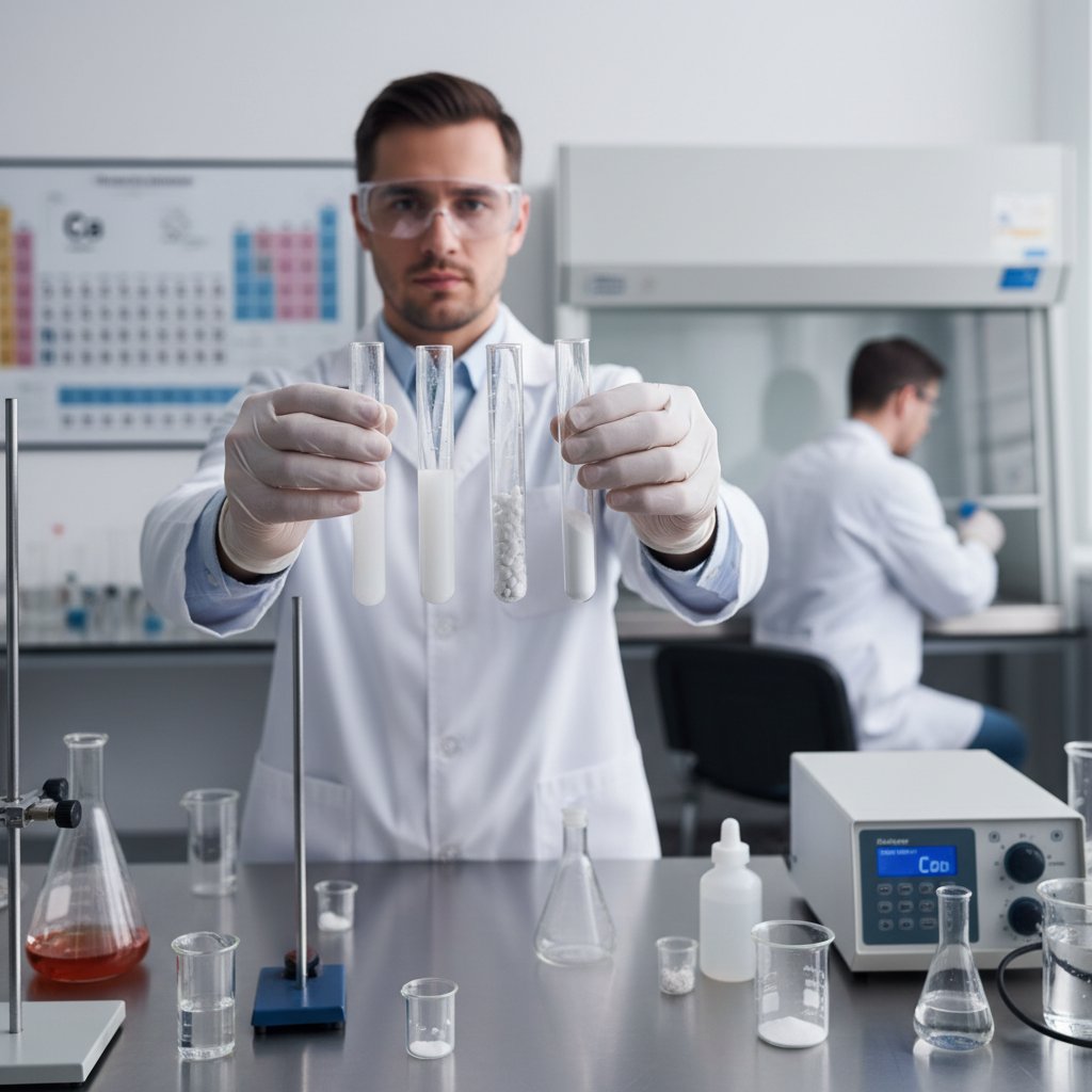 Zdjęcie naukowca analizującego próbki wapnia w laboratorium