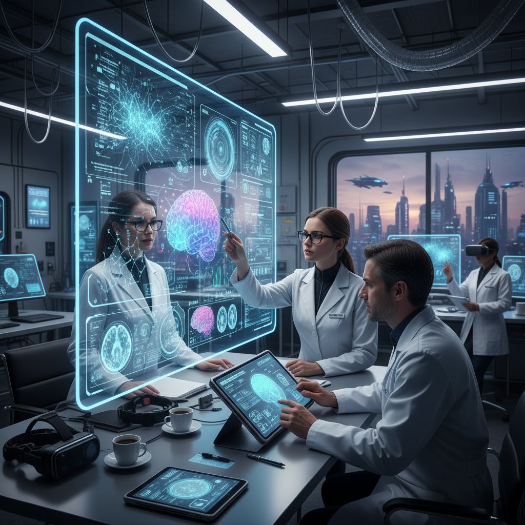 Zespół naukowców analizujący dane psychologiczne przy wykorzystaniu nowoczesnej technologii
