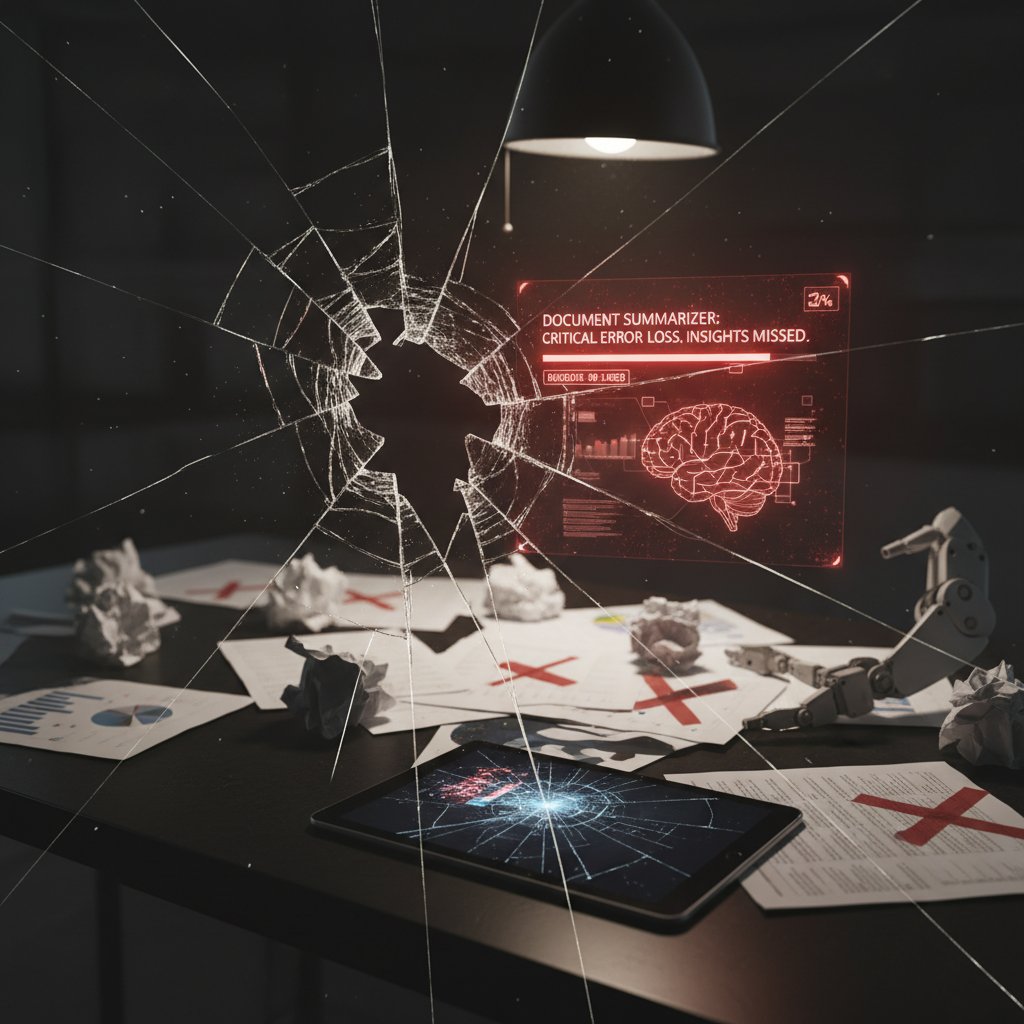 Symbolic photo with shattered glass over unread patient records and missed insights