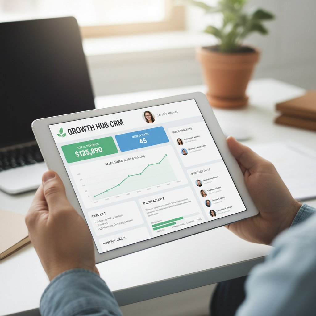 Właściciel małej firmy korzystający z prostego panelu CRM