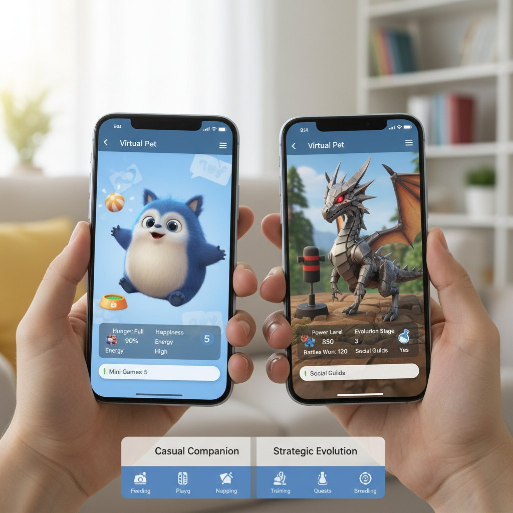 Smartphone-Display mit verschiedenen Haustier-Apps im direkten Vergleich – Feature-Vielfalt im Fokus
