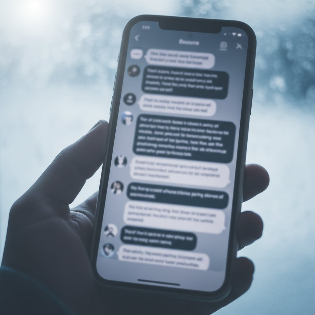 Telefon z zamazanymi wiadomościami, symbol cyberprzemocy seksualnej