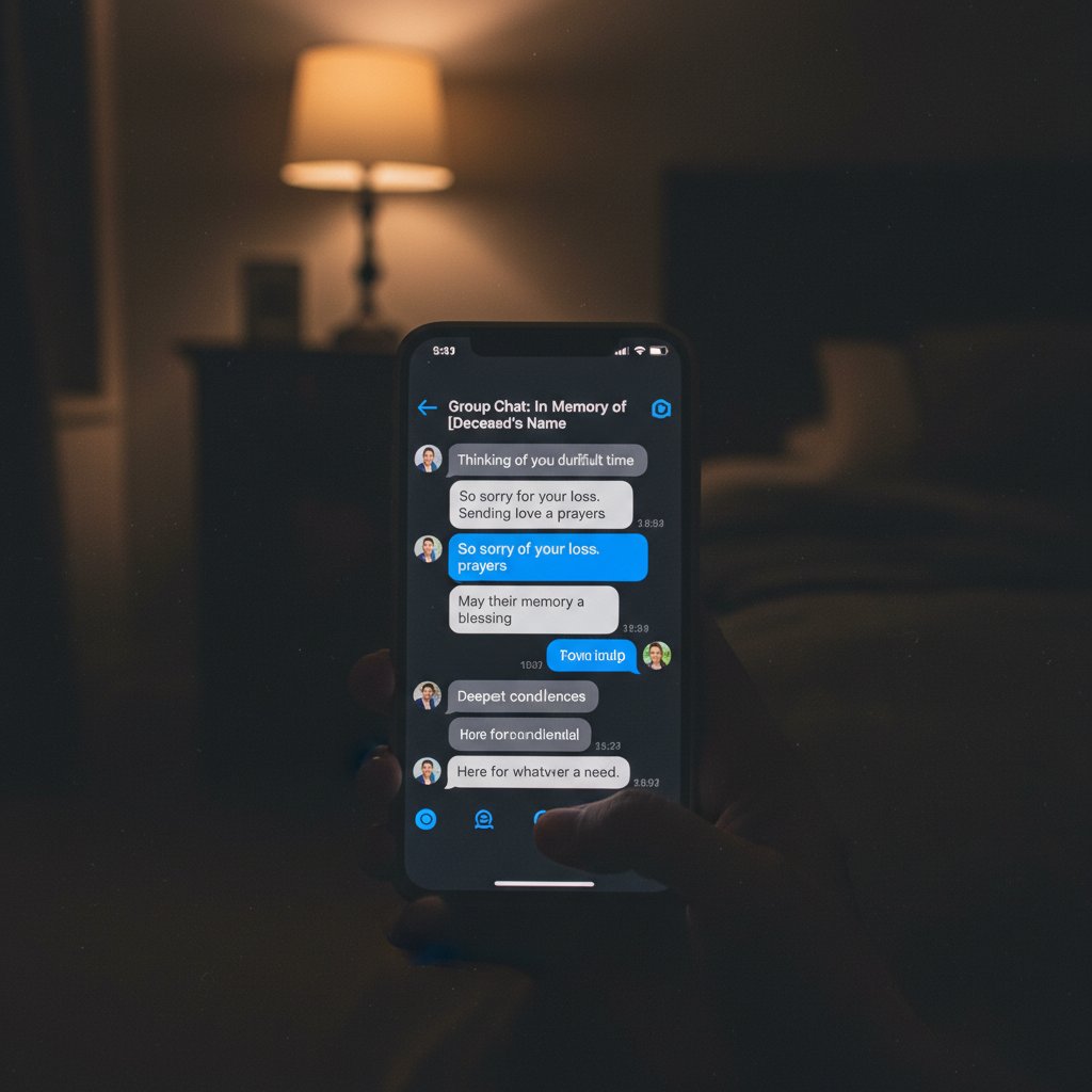 Ekran smartfona z wiadomościami kondolencyjnymi – wirtualna żałoba w social media