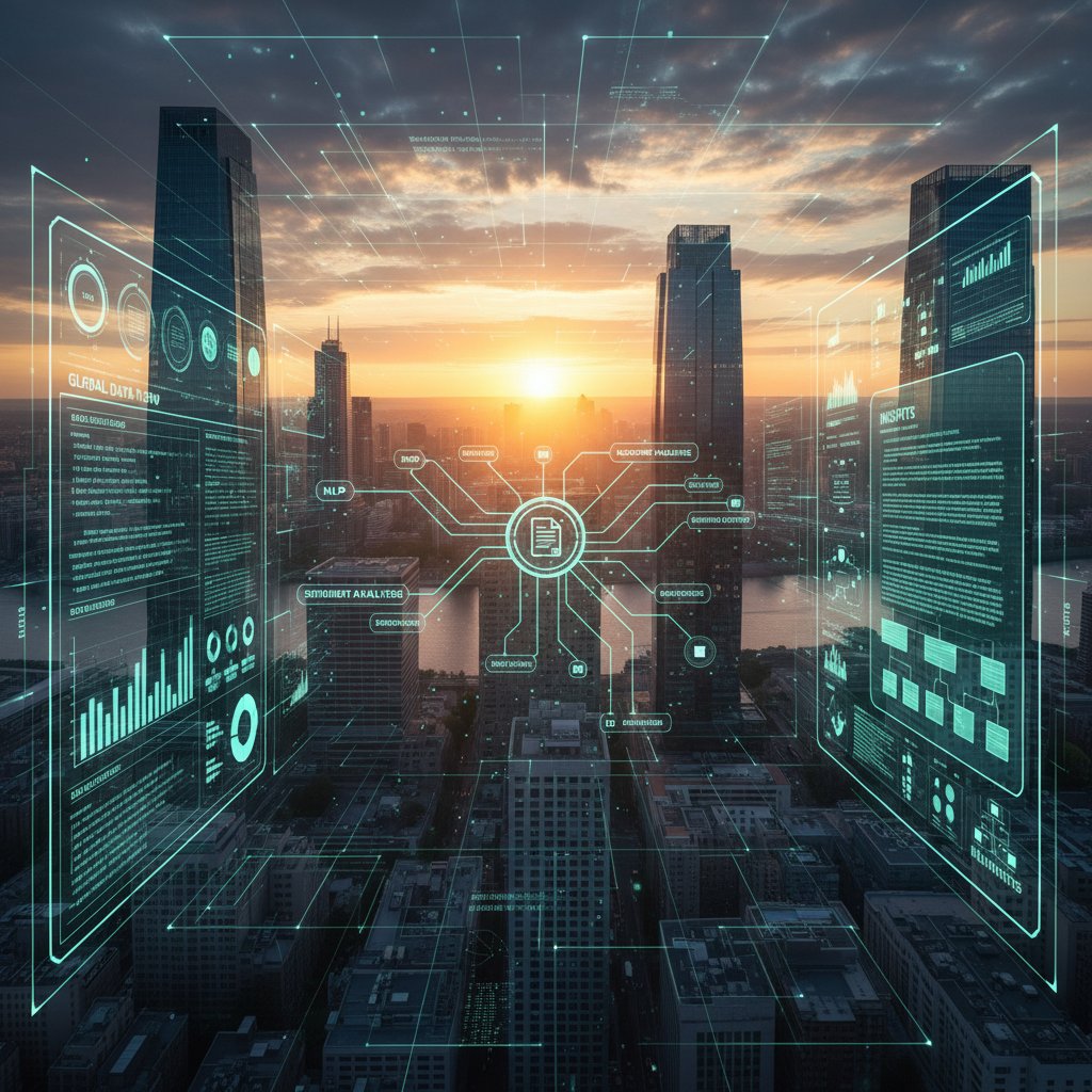 Sunrise over cityscape symbolizing a new era of document analytics, document analytics software industry forecast