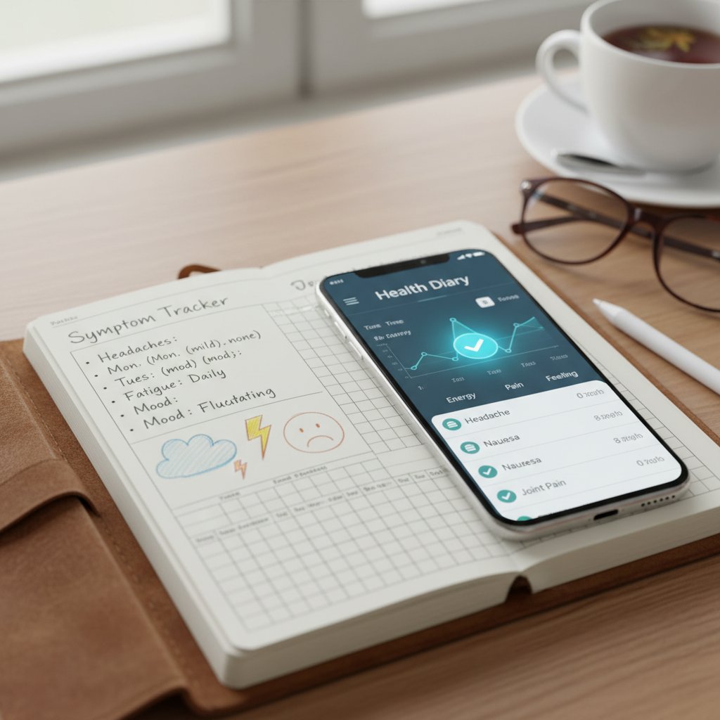 Lista do monitorowania objawów na kartce i smartfonie