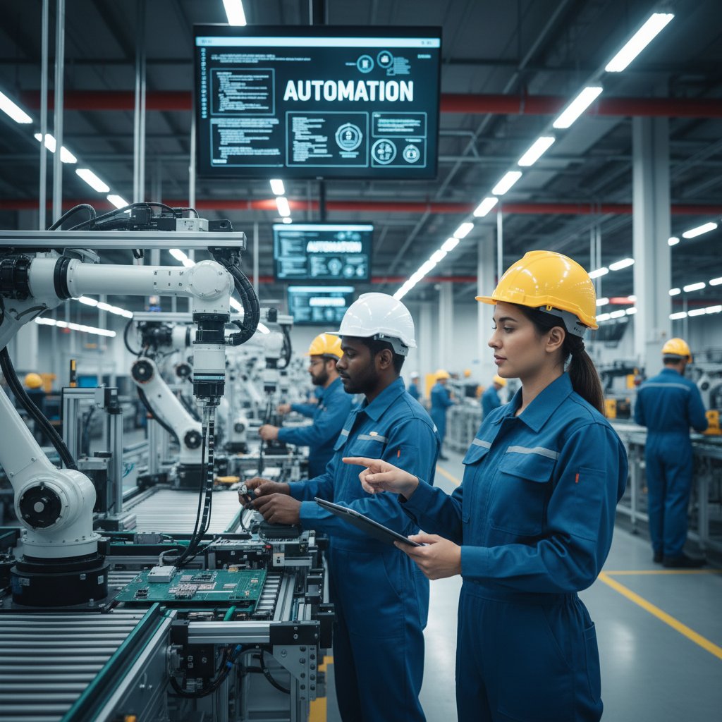 Zespół wdrażający nowe technologie w produkcji, automatyzacja w polskiej firmie