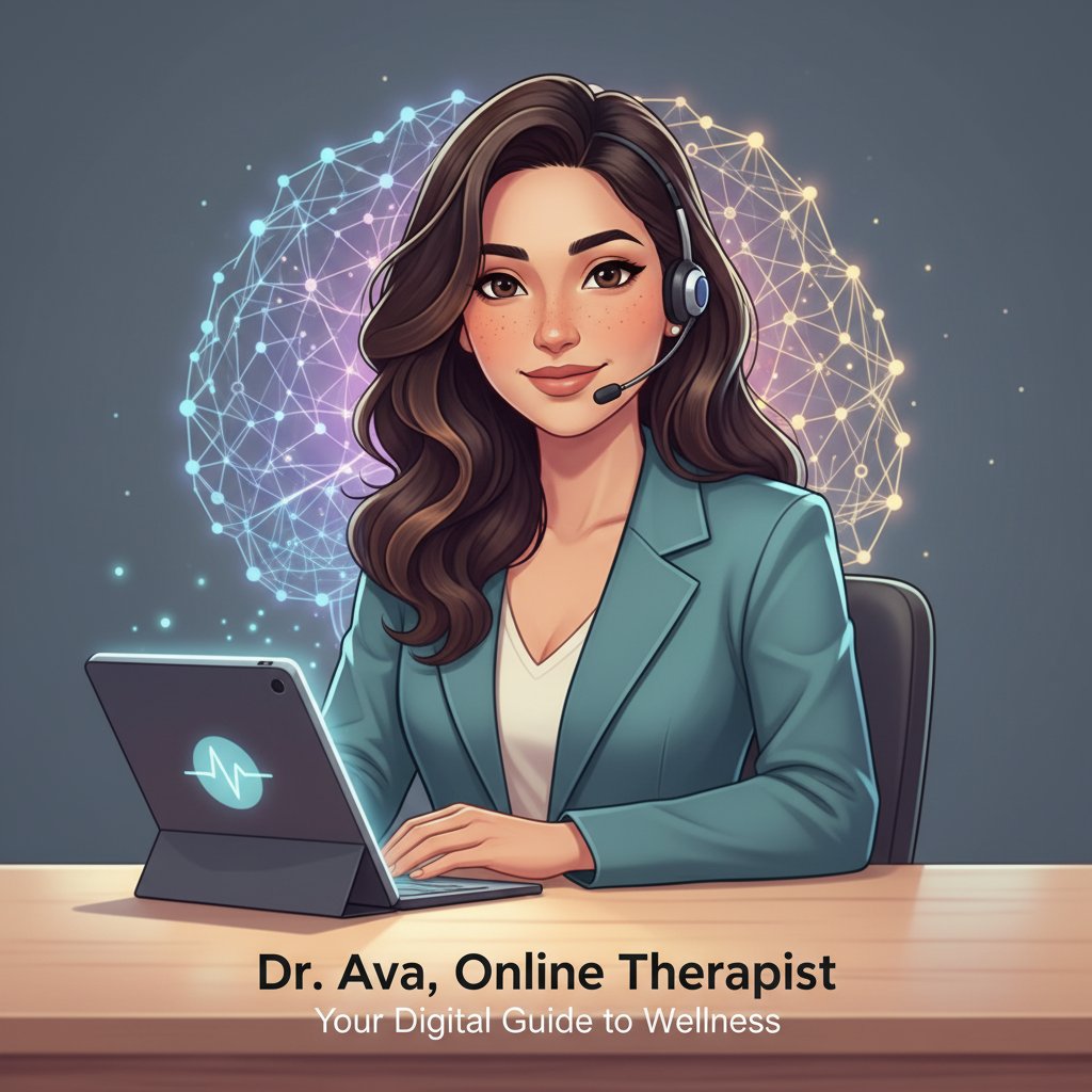 Terapeuta rozmawiający online z pacjentem reprezentowanym przez spersonalizowany avatar