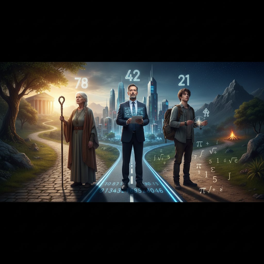 Trzy osoby w różnych sytuacjach życiowych, symbolizujące różnorodność wpływu numerologii