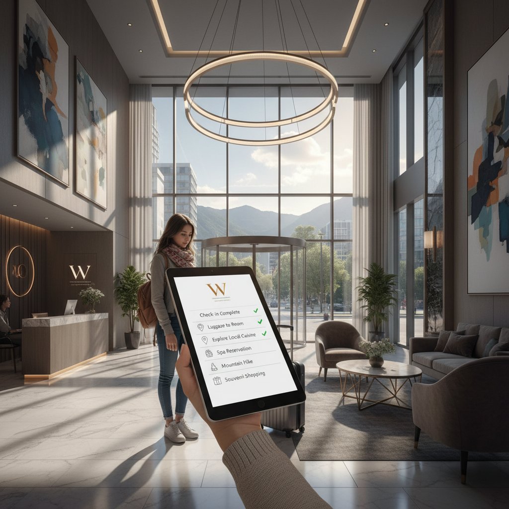 Guest using hotel amenity checklist