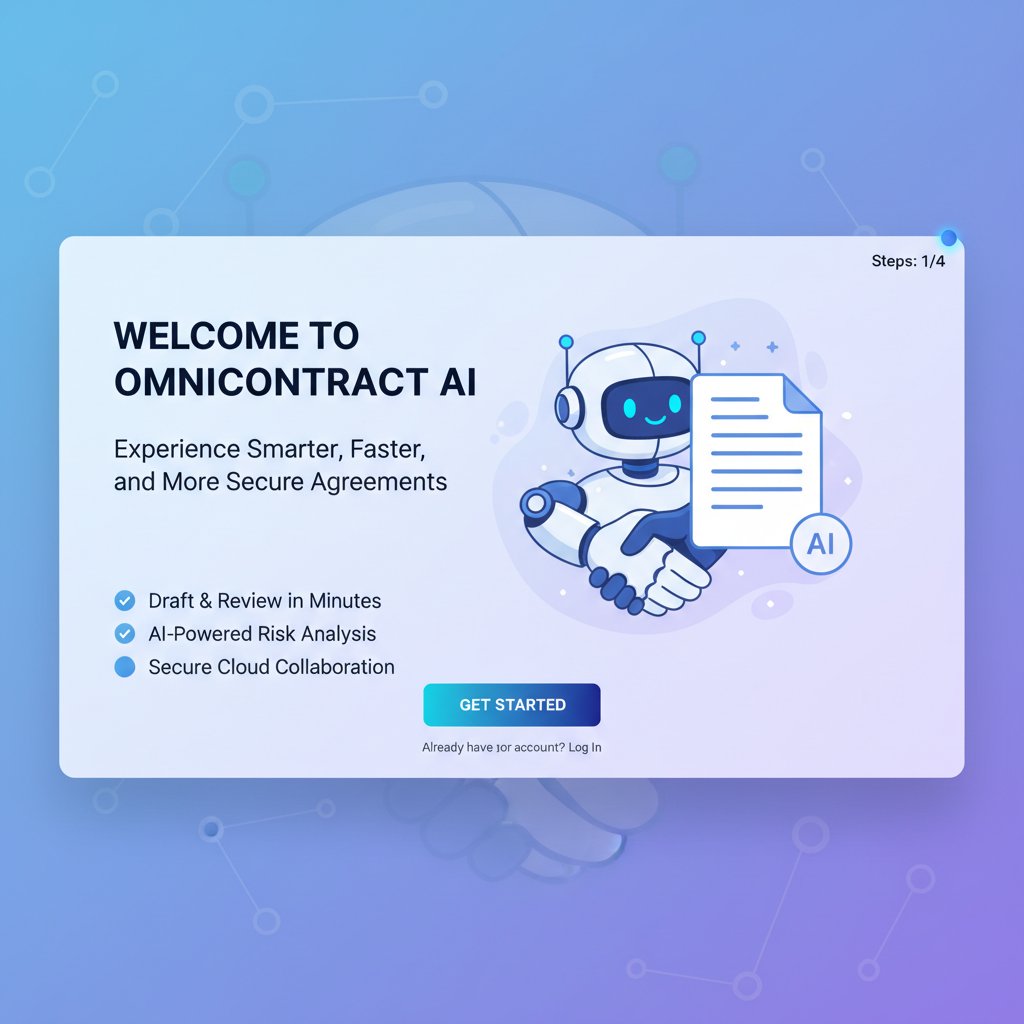 User onboarding with AI contract tool, simple step-by-step interface