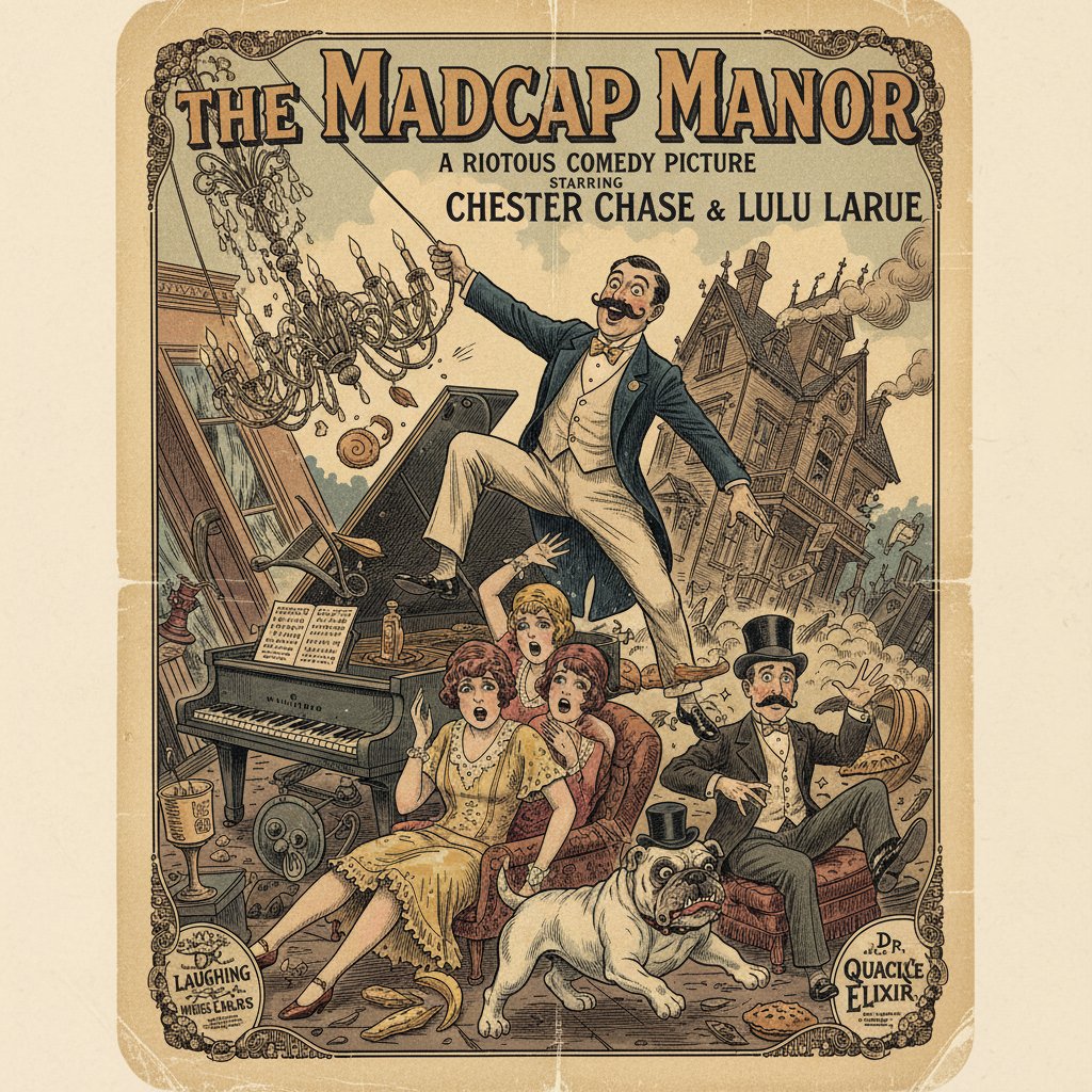 Vintage comedy movie posters on wall, historical offbeat comedy evolution