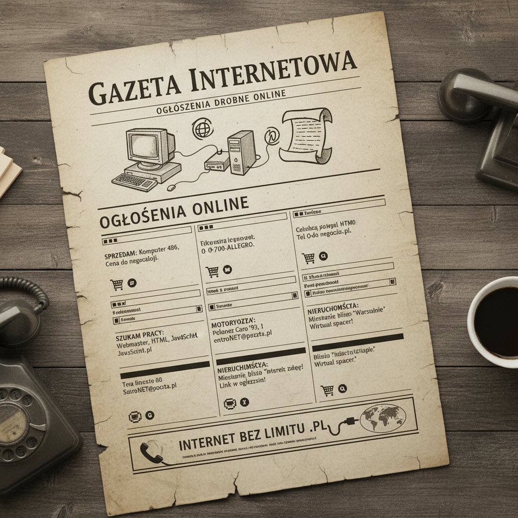 Polskie ogłoszenia z dawnych lat, stare gazety i pierwsze internetowe anonse, klimat nostalgiczny