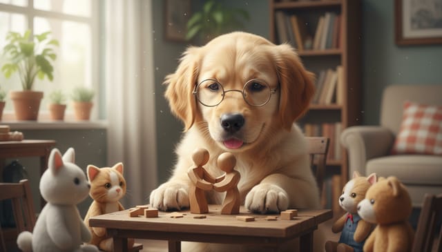 Piesek rozwiązujący problem samotności