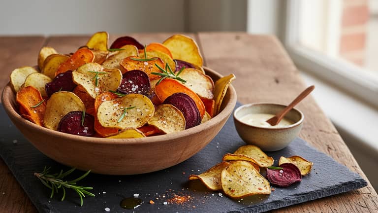 Domowe chipsy warzywne w piekarniku, które naprawdę chrupią