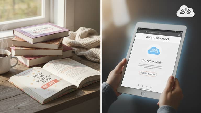 Książki z afirmacjami vs online – co działa w praktyce psychologicznej