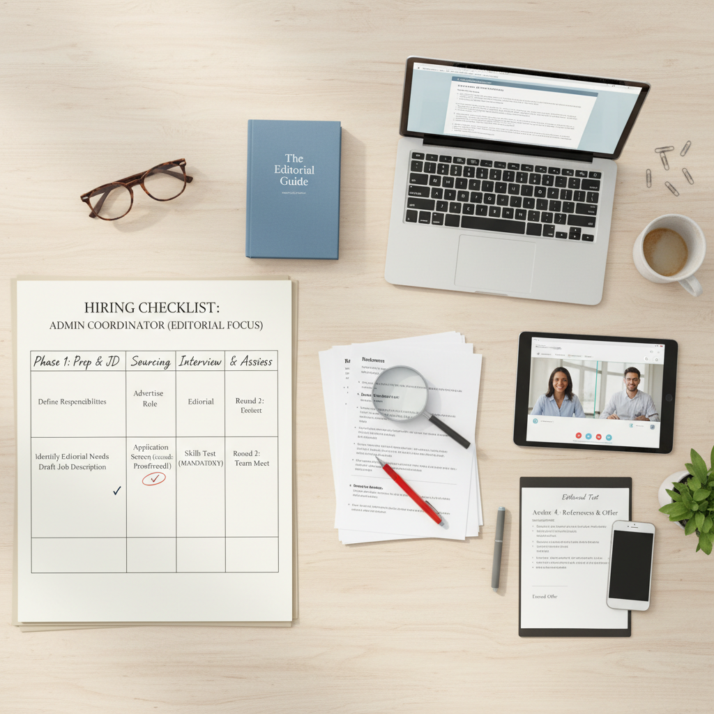 Checklist with dynamic editorial style for hiring admin coordinators
