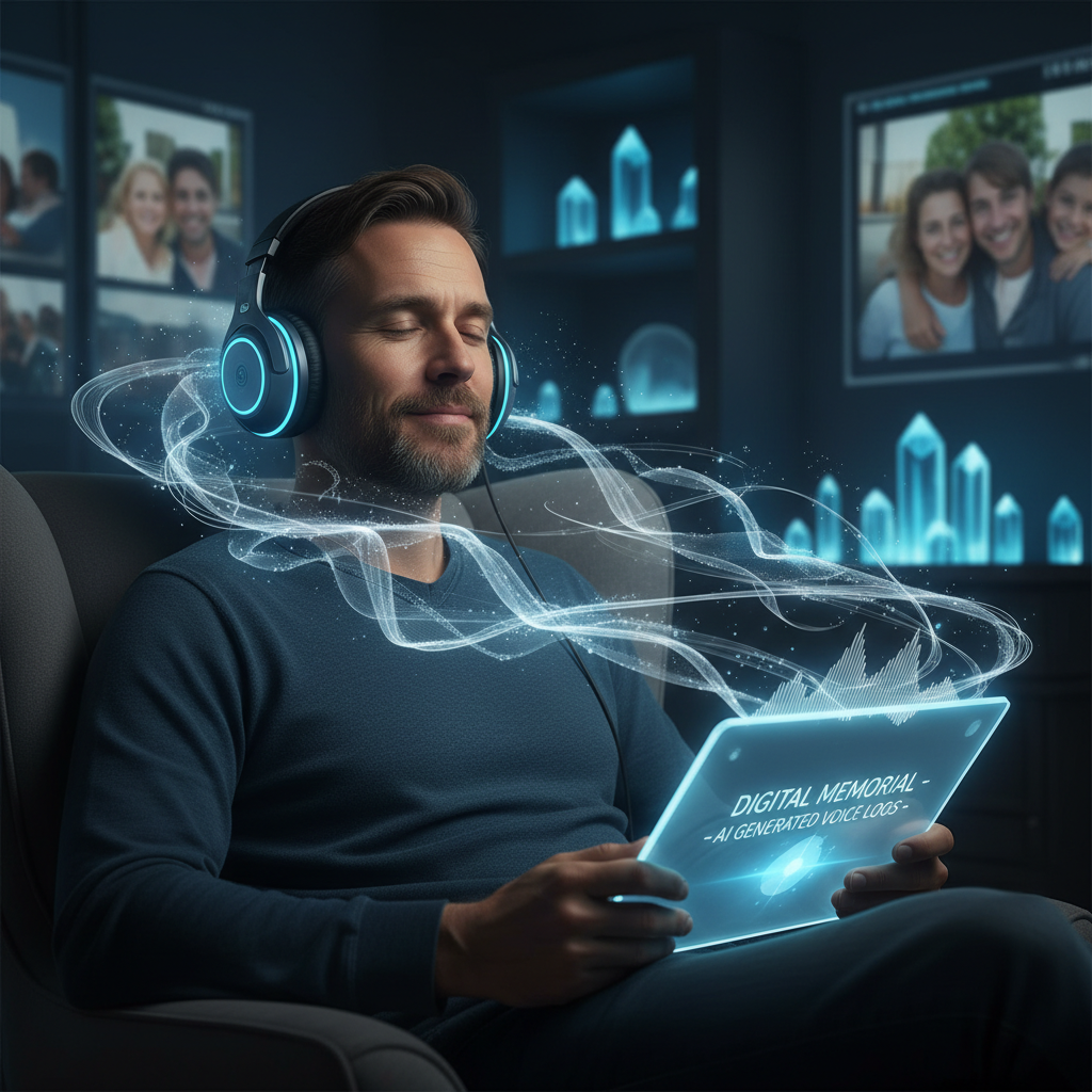 Person reconnects with a loved one through digital conversation