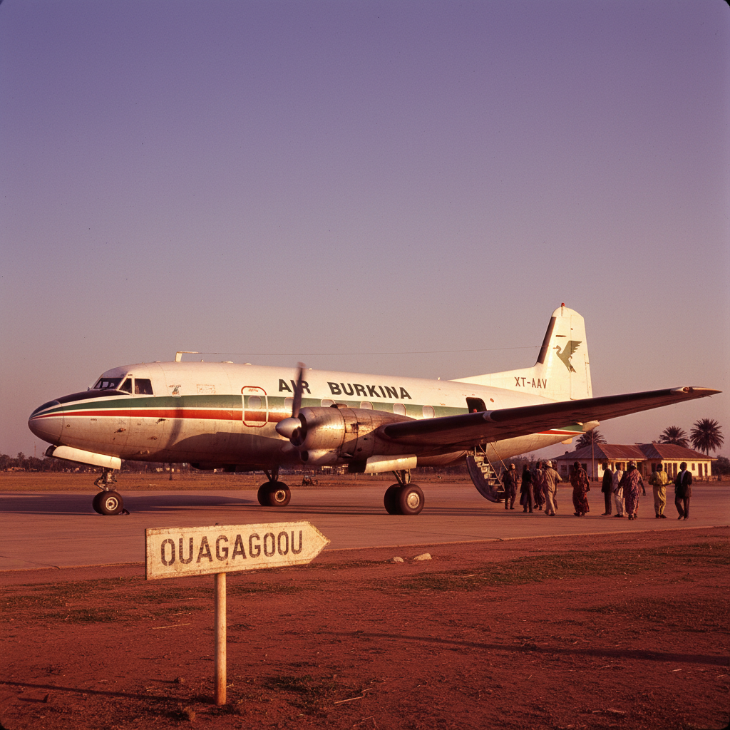 Vintage air burkina jet at ouagadougou airport, keywords: air burkina flights, vintage jet, burkina faso, aviation history
