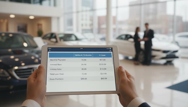 Car buying assistant: detailed financing comparisons for smart decisions