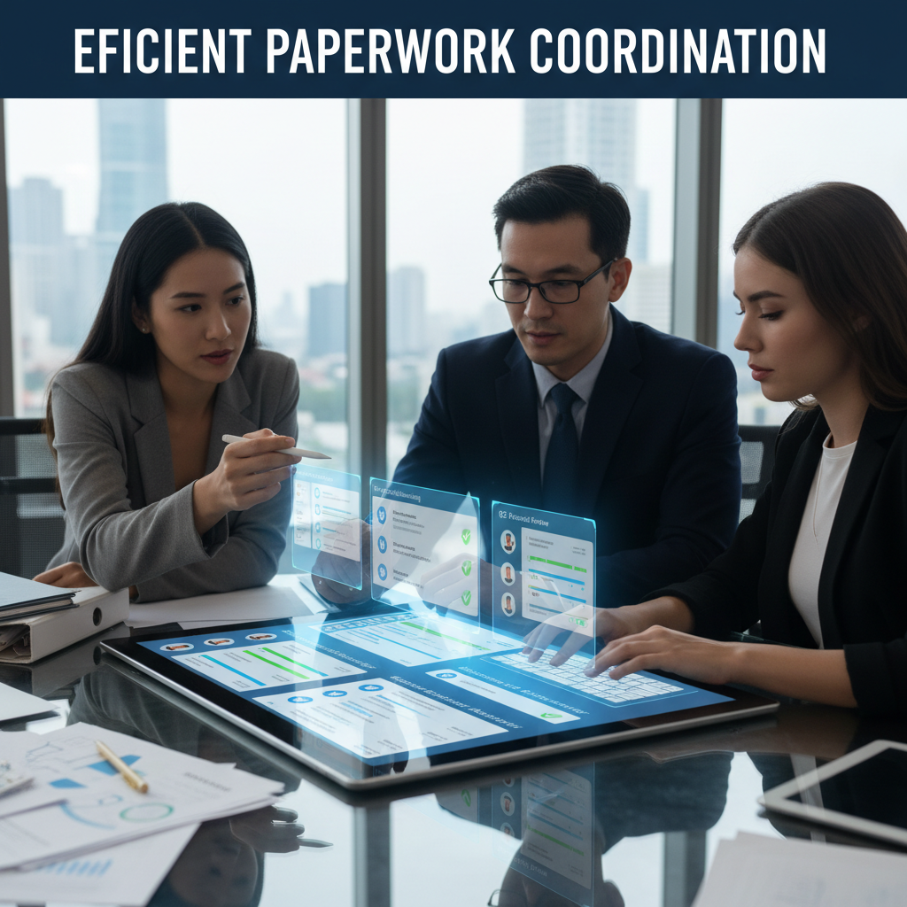 Team using digital checklists and templates to coordinate paperwork efficiently