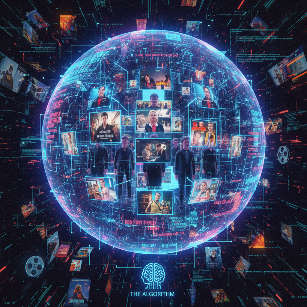 Visual metaphor for algorithmic filter bubbles in movie recommendations